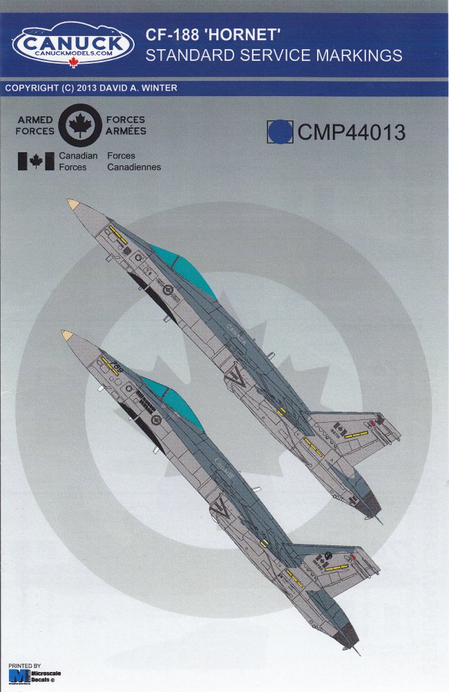 Canuck Model Products 1/144 CF-188 Hornet Standard Service Markings ...