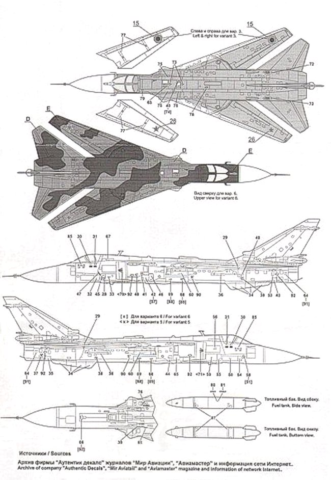 Authentic Decals 1/48 Su-24M Fencer D decal sheet